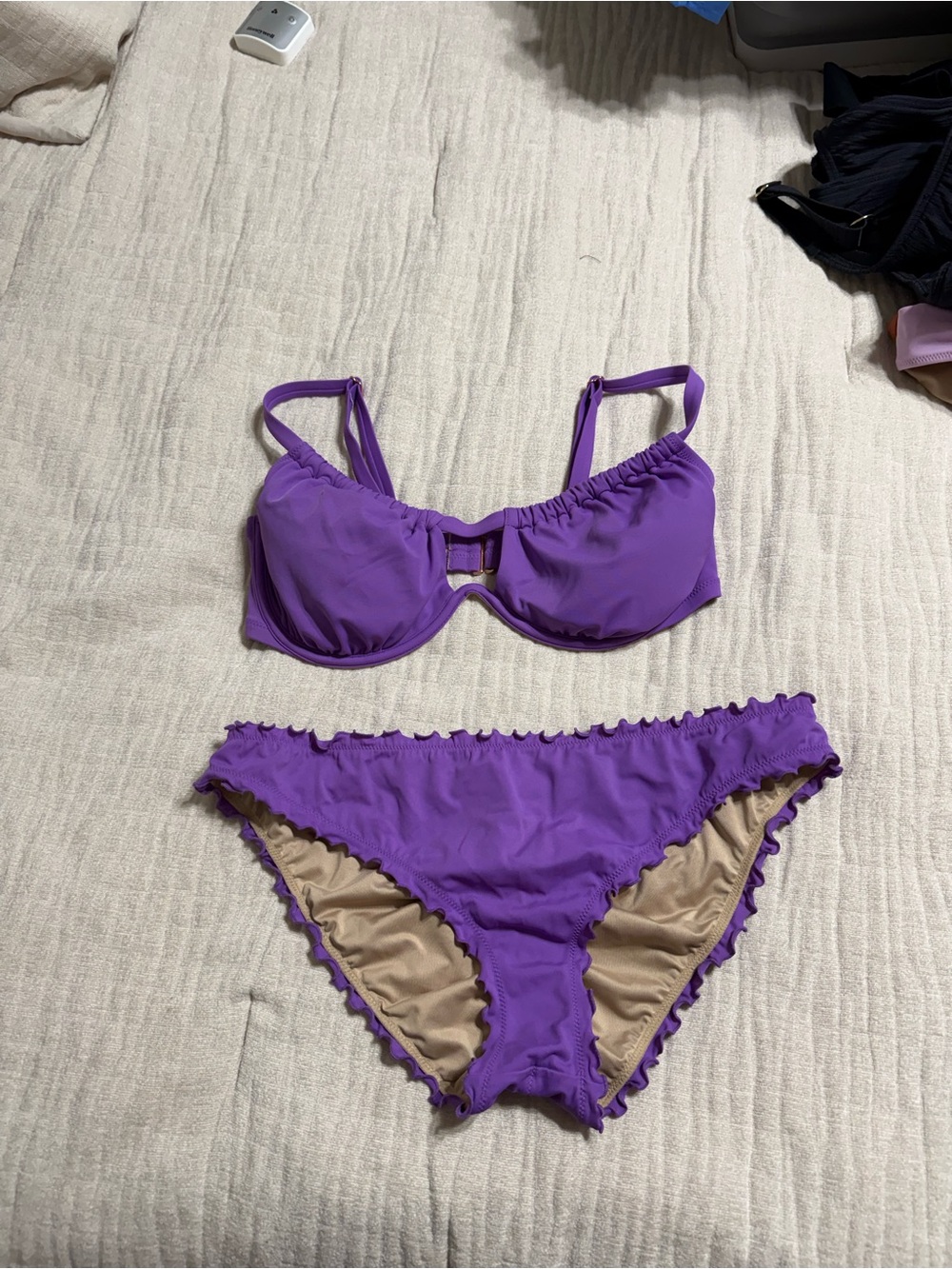 Shade & Shore Purple Ruched Underwire Bikini Set